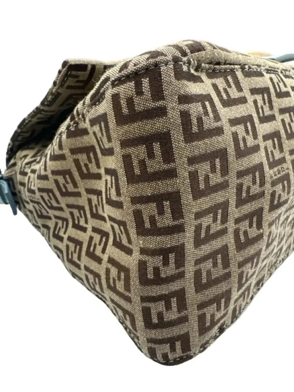 Vintage Fendi Zucchino Mamma Baguette Blue Brown - Picture 7 of 10